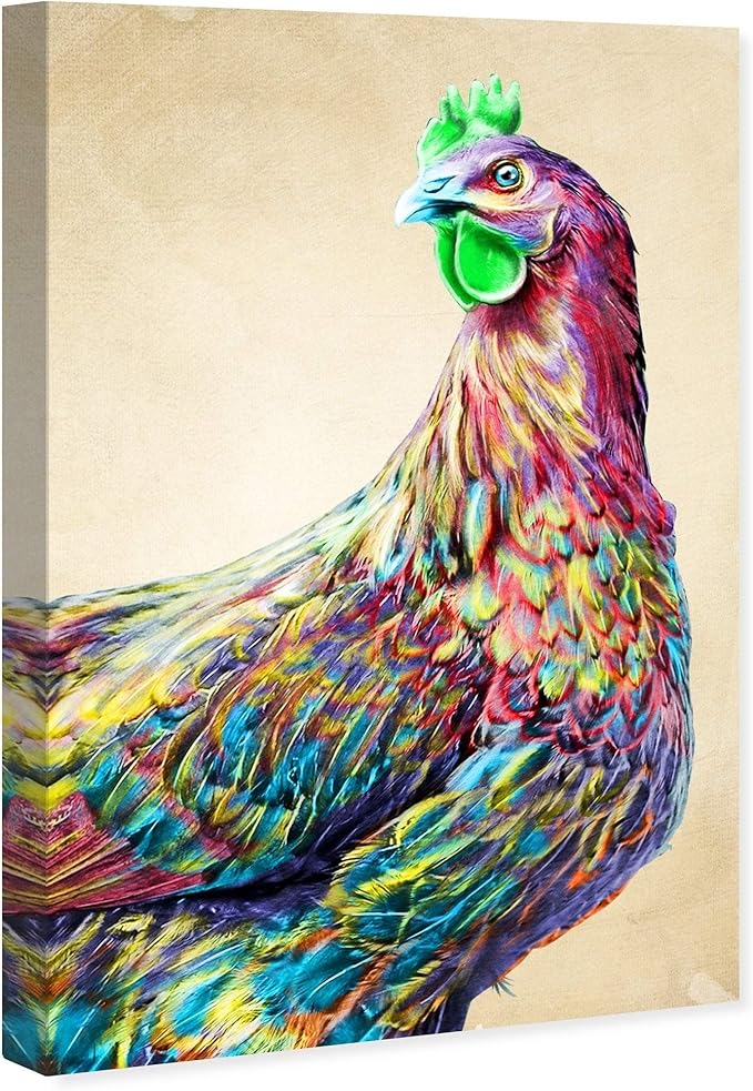 The Oliver Gal Artist Co. Fun Colorful Glam Rooster Canvas Art, 30" x 30"