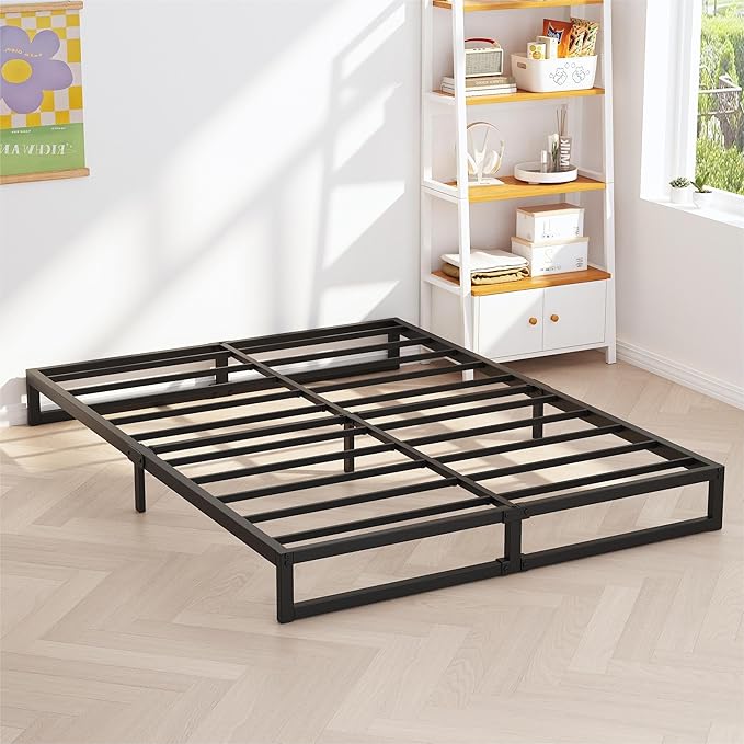 5 Inch Bed Frame Full Metal Platform Mattress Foundation with Steel Slat Support, No Box Spring Needed, Easy Assembly, Black