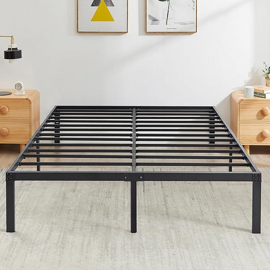 VECELO 14" Full Metal Platform Bed Frame,Heavy Duty Steel Slat/Easy Assembly Mattress Foundation/No Box Spring Needed