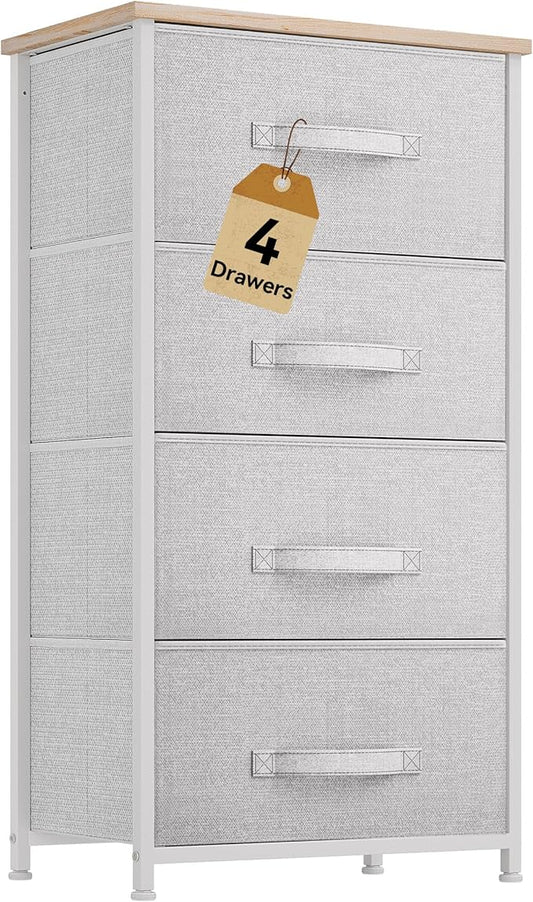 DWVO Dresser with 4 Drawers - Fabric Storage Tower, Organizer Unit for Room, Living Room, Hallway, Closets