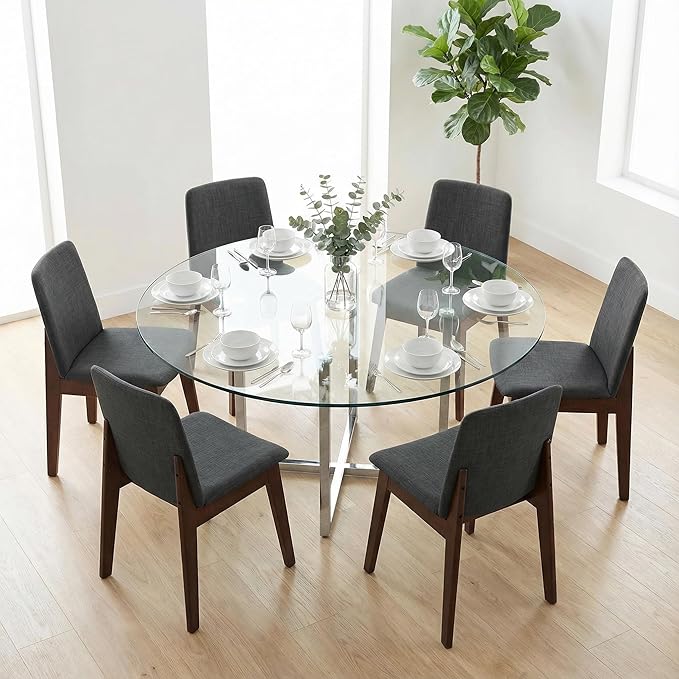 Cortesi Home Bjorn Dining Chair in Charcoal Fabric, (Set of 2), Grey