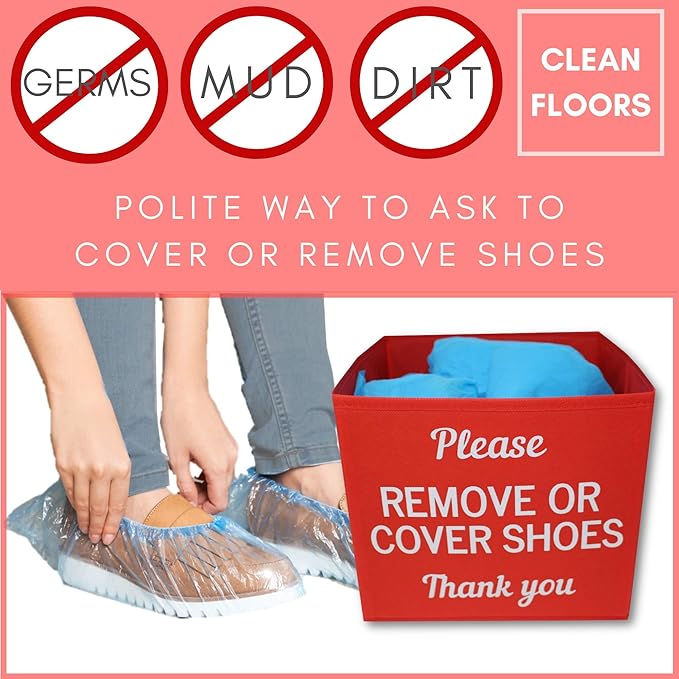 Shoe Cover Box | Disposable Shoe Bootie Holder For Realtor Listings and Open Houses, Please Remove Your Shoes Sign, Real Estate Agent Supplies