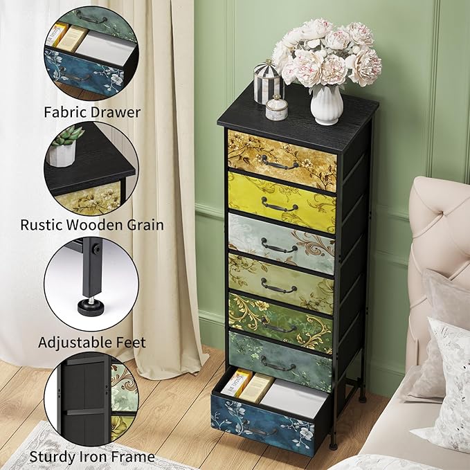 Fixwal White Tall Dresser for Bedroom, Closet Organizers and Storage Tall Fabric Dresser for Closet, Drawer Organizer with 5 Drawers, Bedroom Furniture
