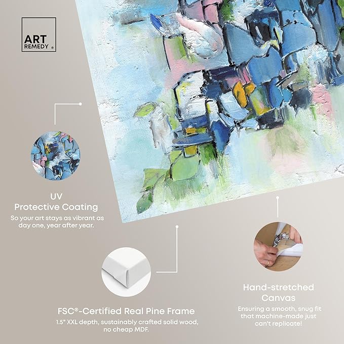 Art Remedy Poesy Canvas Modern Blue Abstract Wall Art, Gallery Wrapped, 30" x 36"