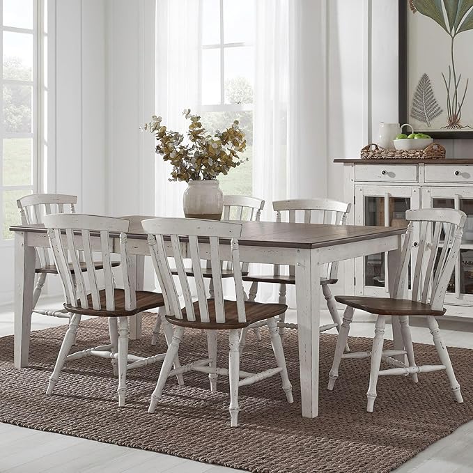Liberty Furniture Al Fresco 7 Piece Rectangular Table Set with 6 Dining Chairs - Graphite & Whitestone