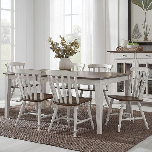 Liberty Furniture Al Fresco 7 Piece Rectangular Table Set with 6 Dining Chairs - Graphite & Whitestone