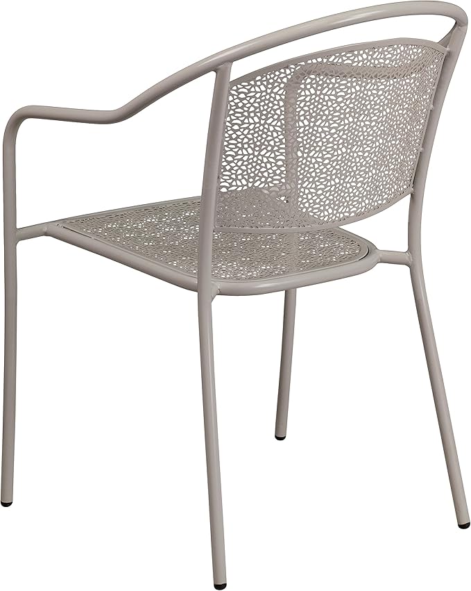 Flash Furniture Oia Commercial Grade 5 Pack Light Gray Indoor-Outdoor Steel Patio Arm Chair with Round Back