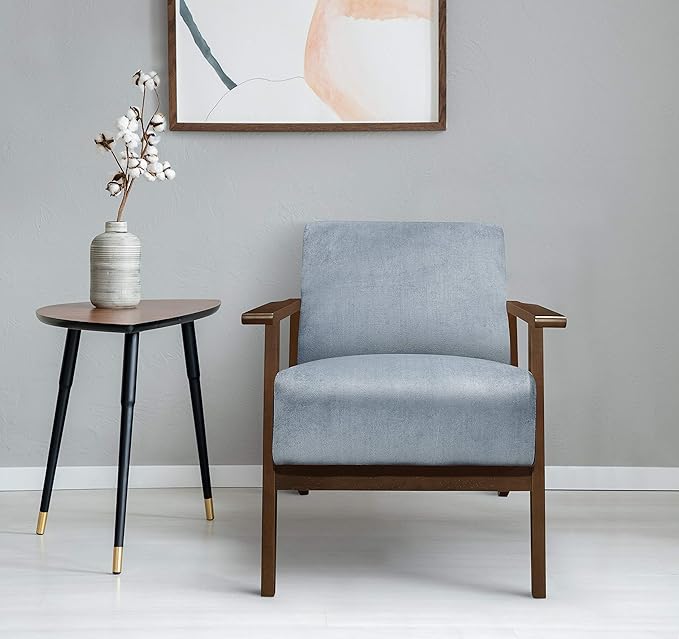 Lexicon New Castle Velvet Accent Chair, 27.5" W, Blue Gray