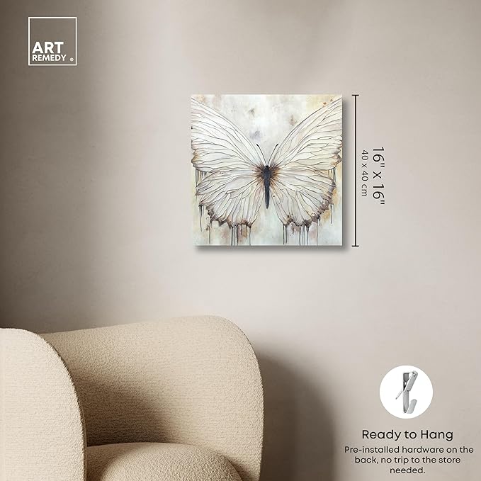 Art Remedy Neutral Beauty Chic Farmhouse Canvas Wall Art, Gallery Wrapped, 16"x16"