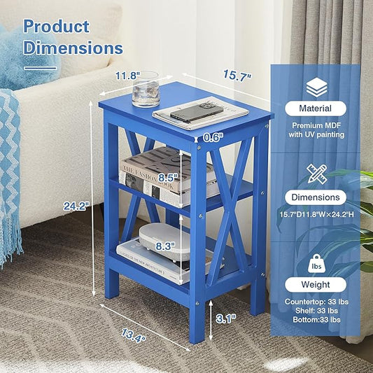 VECELO Modern Nightstands X-Design Side End Table Night Stand with Storage Shelf for Bedroom,Living Room,