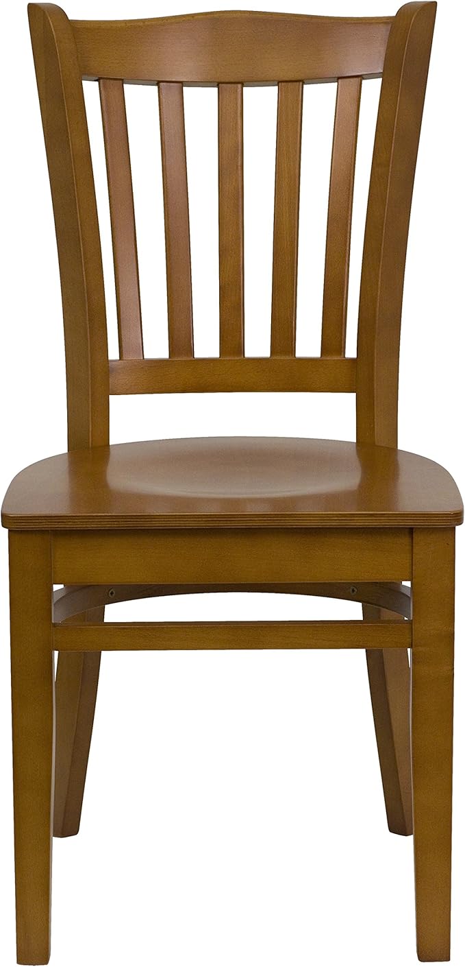 Flash Furniture HERCULES Series Vertical Slat Back Cherry Wood Restaurant Chair