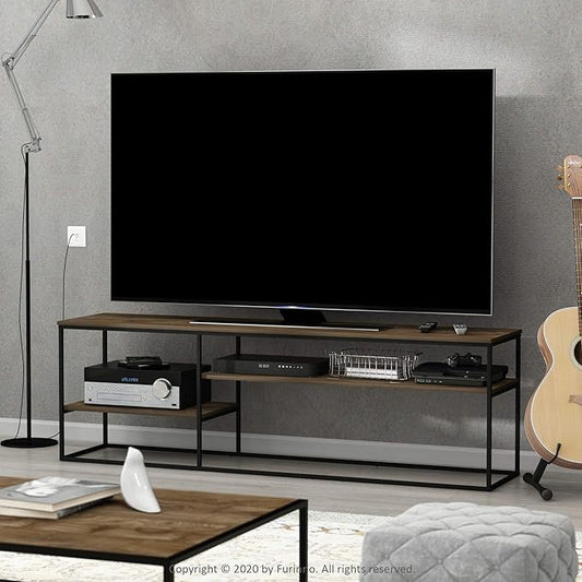 Furinno Moretti Modern Lifestyle TV Stand, Entertainment Center for TV up to 78 Inch, for Living Room, Bedroom, Brown Walnut