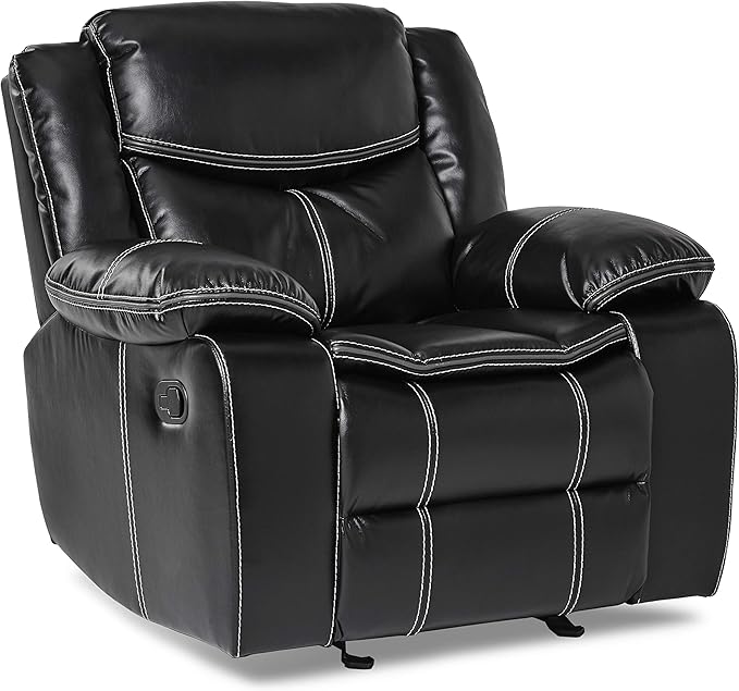 Lexicon Bay Manual Reclining Living Room Sofa Set, 3-Piece, Black