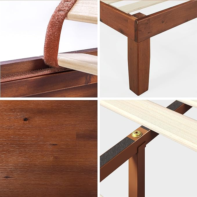 Zinus Wen Wood Platform Bed Frame/Solid Wood Foundation/Wood Slat Support/No Box Spring Needed/Easy Assembly, King