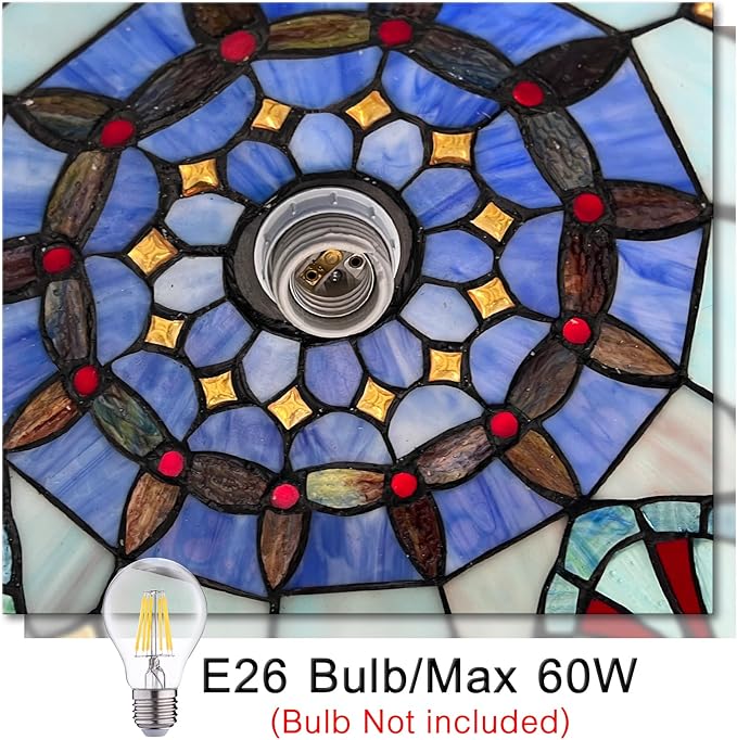 Capulina Tiffany Lamp Stained Glass Pendant Lights 12 Inches Wide Traditional Handicrafts Antique Victorian Tiffany Style Hanging Lamp for Kitchen Island Dining Room Hallway