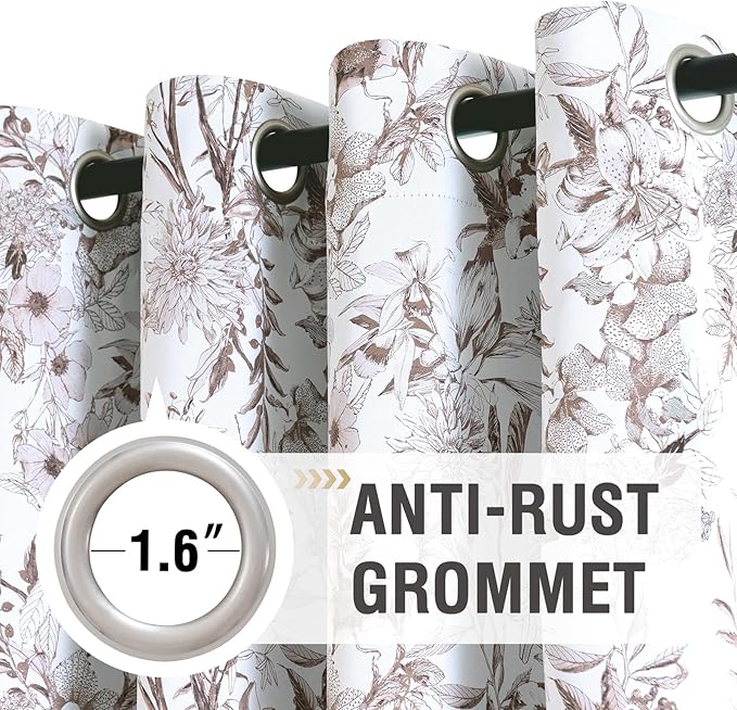 H.VERSAILTEX Blackout Curtains 84 Inch Length 2 Panels Set Floral Print Curtain Drapes for Living Room Thermal Insulated Grommet Window Curtains for Bedroom - French Jouy Flora in Macchiato