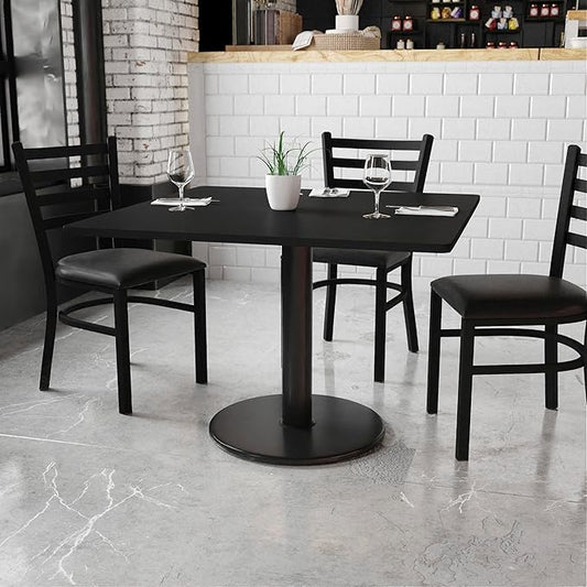 Flash Furniture Stiles 42'' Square Black Laminate Table Top with 24'' Round Table Height Base