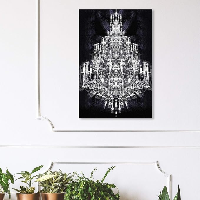 The Oliver Gal Artist Co. Fashion and Glam Wall Art Canvas Prints 'Montecarlo Crystal' Home Décor, 24 in x 36 in, White, Black