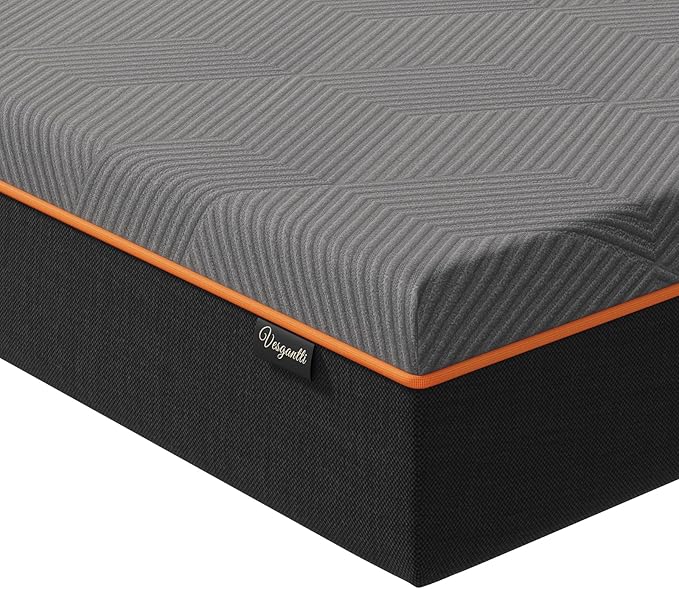 Vesgantti Queen Mattress, 14 Inch Gel Memory Foam Mattress Queen Size with Comfort Foam for Pressure Relief & Cool Sleep & Body Support, Made in USA, Medium Feel Bed in a Box, Grey