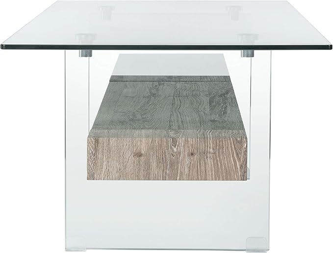 Safavieh Home Kayley Glass and Grey Oak Glass Coffee Table