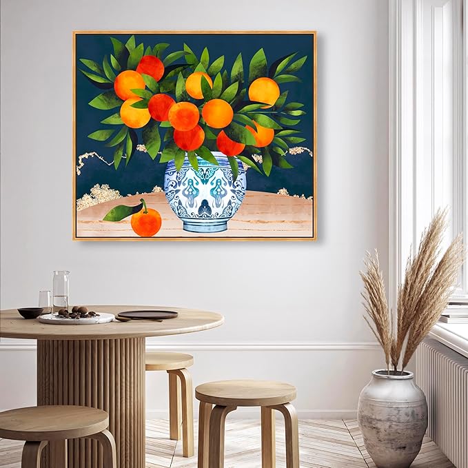 The Oliver Gal Artist Co. Food and Cuisine Wall Art Framed Canvas Prints 'Fruits and Porcelain' Fruits
