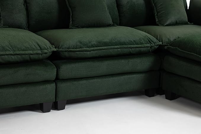 Eafurn 150" Oversized Modular Sectional Sofa with Movable Ottomans, 6 Seat Modern Corduroy Sofa Set, Convertible U/L Shaped Corner Couch for Living Room Apartment
