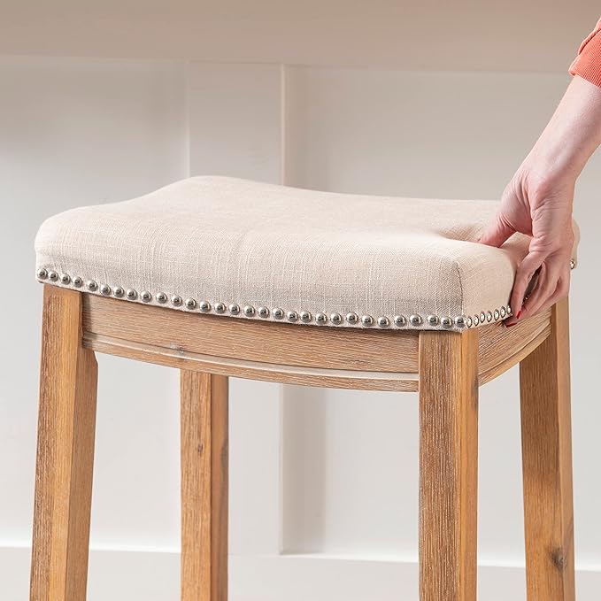 Linon Home Décor Kingston Acacia Counter Stool, Brown