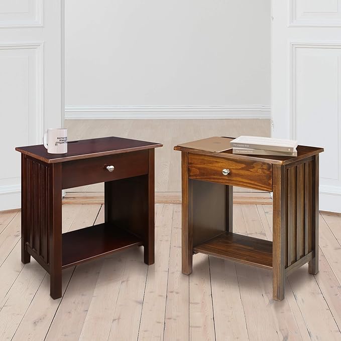 Vanderbilt Nightstand with USB Port-Warm Brown