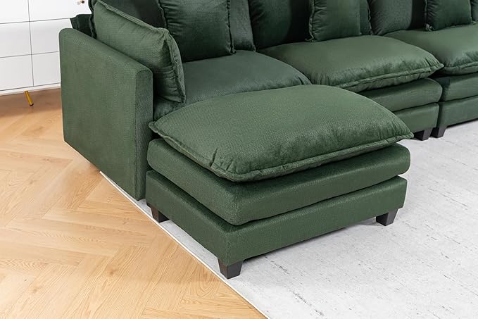 Eafurn 150" Oversized Modular Sectional Sofa with Movable Ottomans, 6 Seat Modern Corduroy Sofa Set, Convertible U/L Shaped Corner Couch for Living Room Apartment