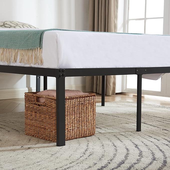 VECELO 18" Queen Size Metal Platform Tall Bed Frame,Heavy Duty Steel Slat/Easy Assembly Mattress Foundation/No Box Spring Needed