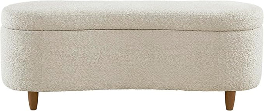 Bailey Boucle-Style Curved Storage Accent Bench