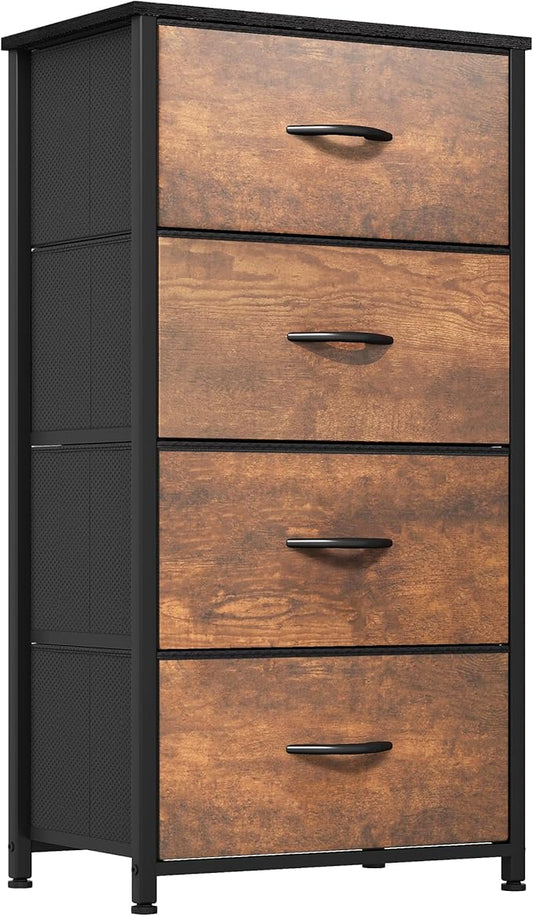 YITAHOME Dresser with 4 Drawers - Fabric Tower, Organizer Unit for Bedroom, Living Room, Closets - Sturdy Steel Frame, Easy Pull Fabric Bins & Wooden Top