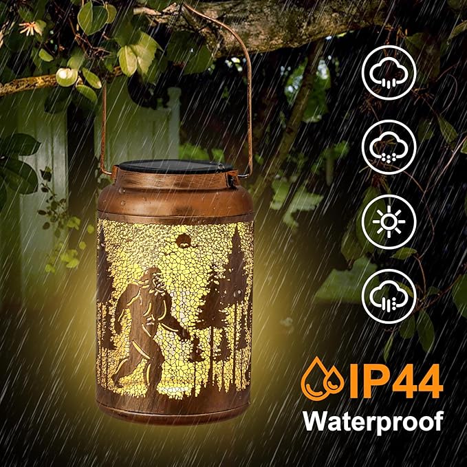 Solar Lanterns Outdoor, Big Foot Gifts for Women Men Wife Big Foot Lantern Hanging Solar Lanterns Outdoor Waterproof for Porch Garden Decor