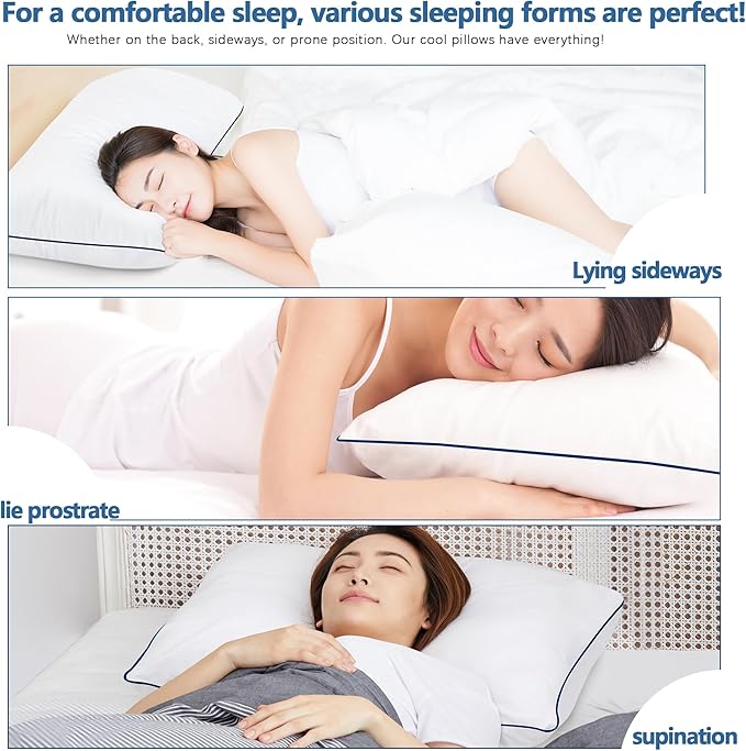 Bed Pillows for Sleeping, 2 Pack, Cooling Hotel Quality Quality with Premium Soft Down Alternative Fill for Back, Stomach or Side Sleepers,17x26Inches