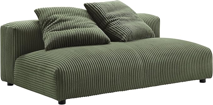 Modway Solace Modular Corduroy Sectional Sofa with Chaise in Fern - Comfy Corduroy Upholstered Deep Seat Sofa - Modern L-Shaped 2-Piece Sectional Sofa Set - 3 Seater Fabric Sofa for Living Room