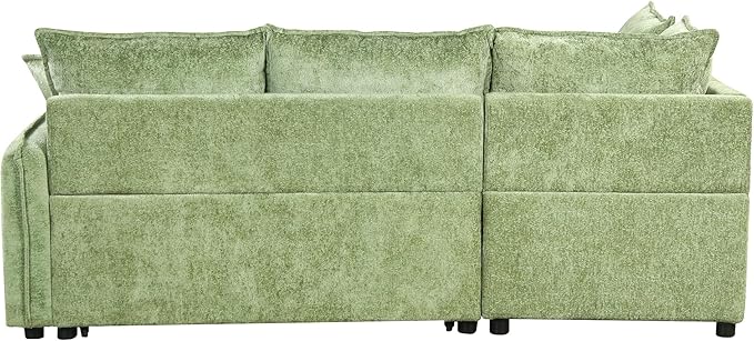 ERYE 82.5-Inch Left Facing Corner Sleeper Sectional Sofa Bed for Living Room Office,L-Shaped Chenille Upholstered Convertible Pull Out Sleeper Couch Bed W/Storage Ottoman | USB-C Ports