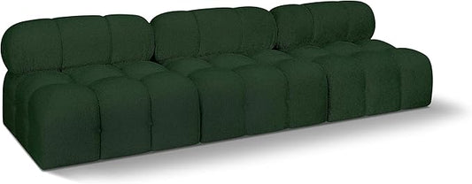 Meridian Furniture 611Green-S102B Ames Collection Modern | Contemporary Modular Sofa with Rich Green Boucle Fabric, Modular to Create Infinite Configurations, 102" W x 34" D x 28" H, Green