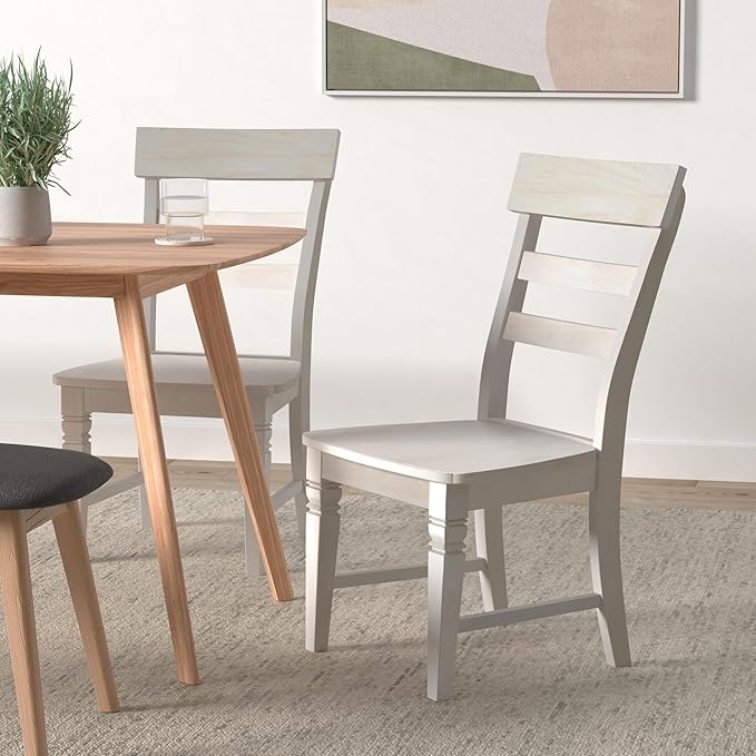 IC International Concepts Java Dining Chair Set of 2, Hardwood, Ready-to-Finish, 36.6"H with 18"H Seats, 19.7"W x 22"D, Ideal for Dining Room Furniture - Unfinished