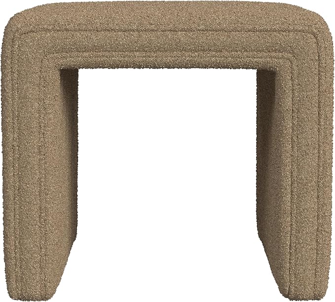 Spatial Order Modern Channel Tufted Ottoman | Spatial Order Home Décor | Ottoman for Living Room & Bedroom - Brown Boucle