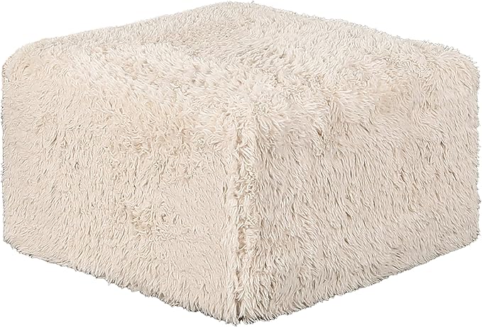 Furniture of America Havyn Modern Faux Fur 5-Seater L-Shaped Modular Armless Foam Sectional Sofa with Ottoman, Compressed Couch in a Box, No Assembly Required, for Living Room and Office, Sand