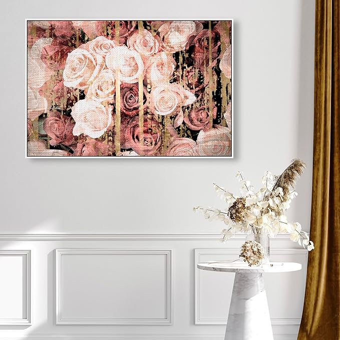 The Oliver Gal Artist Co. Floral and Botanical Framed Wall Art Canvas Prints 'Shabby Chic Romance' Florals