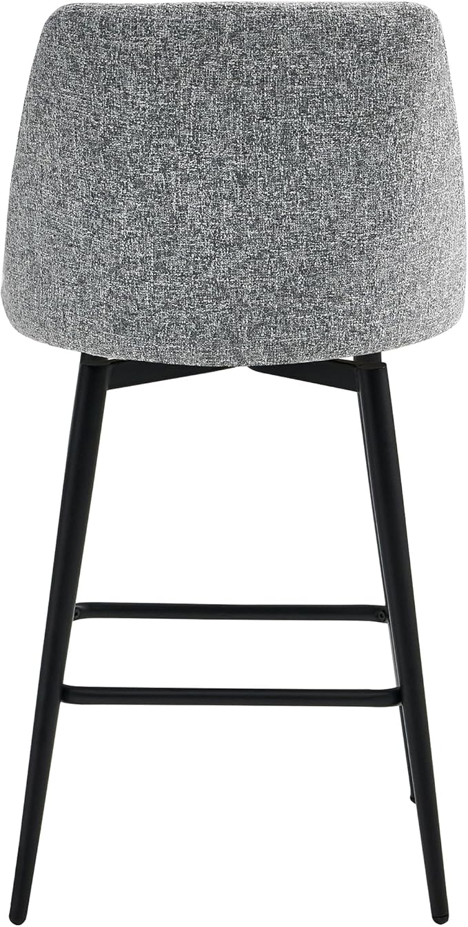 CHITA Swivel Bar Stools, 27.2" Counter Height Bar Stools Set of 2, FSC Certified Upholstered Modern Counter Stools, Metal Legs, Fabric, Grey (Multi-Colored)