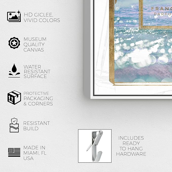 The Oliver Gal Artist Co. Fashion and Glam Wall Art Canvas Prints Blush Ocean Spray Perfume Home Décor, 36" x 54", White Floating Frame