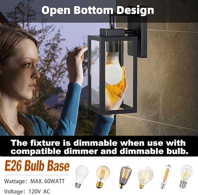 12 Inch Outdoor Wall Lights Dusk to Dawn,Exterior Sconce Lights with Sensor Photocell Black Wall Lantern for Porch Patio Garage Dusk to Dawn Outdoor Lighting