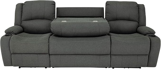 RecPro Charles Powered Double RV Wall Hugger Recliner Sofa | Loveseat | Furniture | Cloth (Fossil, 94")