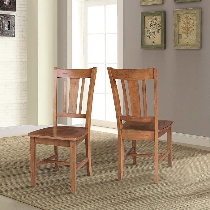 IC INTERNATIONAL CONCEPTS Set of Two Solid Wood San Remo Splatback Chair Distressed Oak