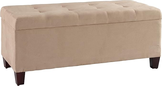 Linon Carmen Shoe Storage Ottoman, 20" x 48" x 20", Beige