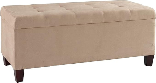 Linon Carmen Shoe Storage Ottoman, 20" x 48" x 20", Beige