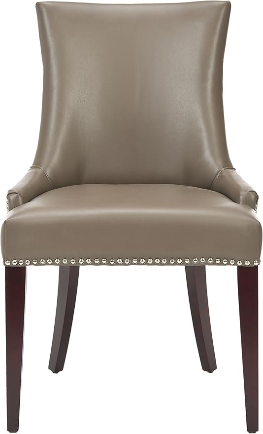 Safavieh Mercer Collection Eva Leather Dining Chair with Trim Nail Head, Grey