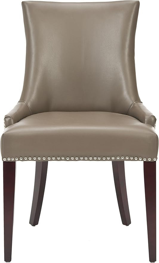 Safavieh Mercer Collection Eva Leather Dining Chair with Trim Nail Head, Grey